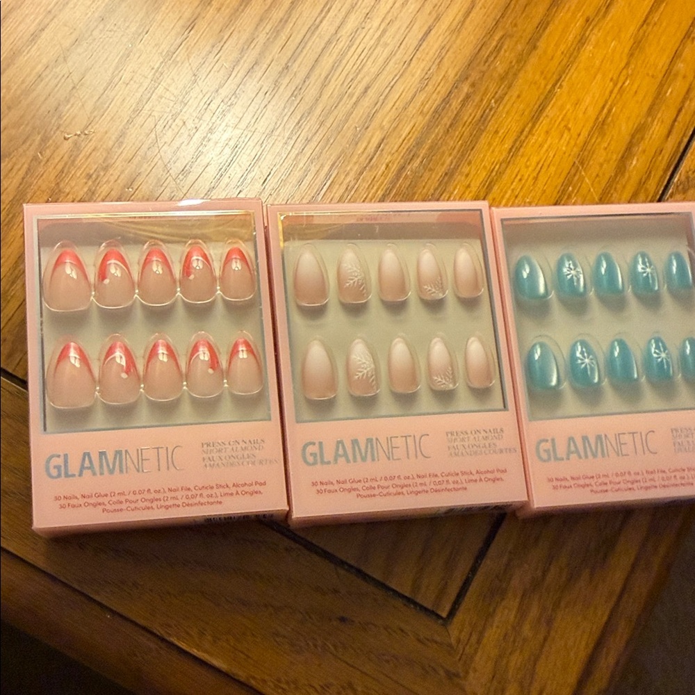 Glamnetic Press-On Nails Set - Pink, Cream, Blue